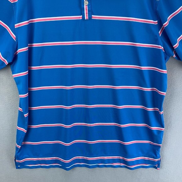 Footjoy Golf Polo Shirt Mens Extra Large Blue White Pink Striped‎ Saddlebrook - Picture 3 of 13